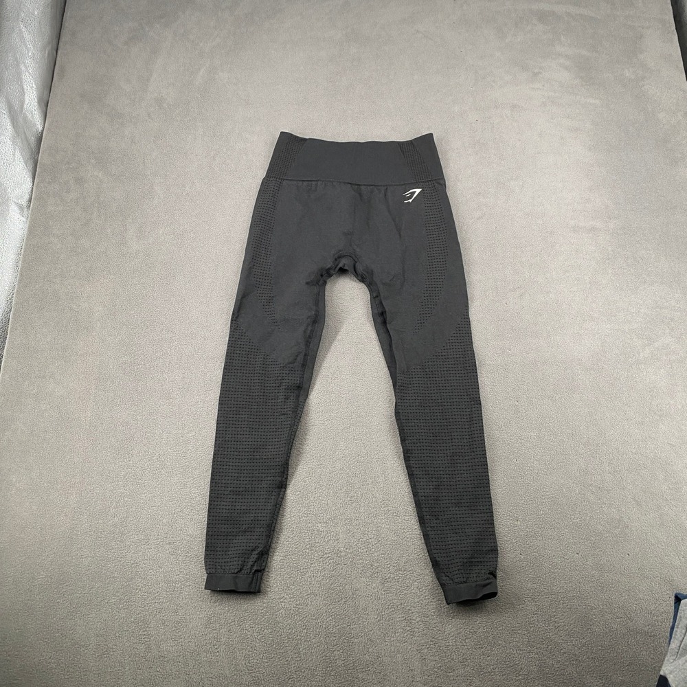 Gymshark Energy+ Seamless Leggings Charcoal Gray High Waisted Eyelet Tights 6036